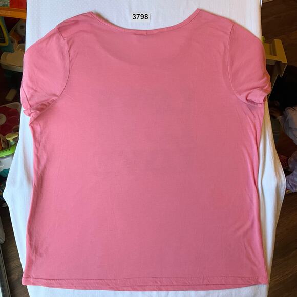 Bobbie Brooks Women Sleepwear Top size 1X Short Sleeve Stretchy Love Peach Pink - Picture 8 of 9